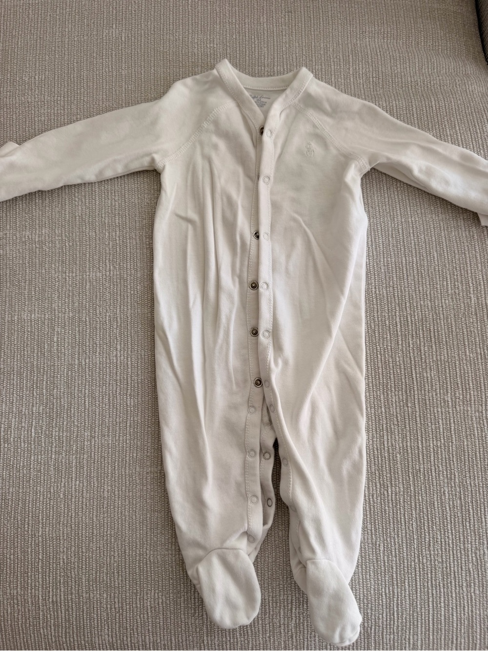 Ralph Lauren White Footed One-Piece Romper 6M